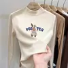 Camiseta linda y casual de manga larga para niñas, nueva colección otoño/invierno 2026, hecha de tela polar suave, estilo pullover con cuello semialto