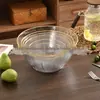 Tigela Redonda para Salada de Frutas com Borda Dourada Plástico Desktop Jardim de Infância Tigela Organizadora de Frutas Conjunto de Tigelas Transparentes para Salada