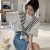 Xale Listrado Moderno Personalizado para Mulheres, Cachecol Decorativo Simples de Tricô, Capuz Pequeno Fino de Gola Falsa para Primavera e Outono