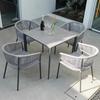 Mesa y Sillas de Exterior Modernas y Sencillas Combinación Patio Jardín Balcón Restaurante Cafetería Mimbre Tejido con Cuerda Mesa y Sillas de Comedor de Ocio