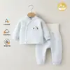 Conjunto de Bebê Jingqi Outono/Inverno Roupas Quentes Acolchoadas Bebê Algodão Puro Cintura Alta Top de Outono Calças de Outono Algodão Fino Roupa de Outono/Inverno