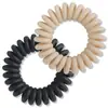Goma para el pelo pequeña de cable de teléfono en colores oscuros, Cuerda para el pelo mate de alta elasticidad estilo perezoso, Goma para coleta baja Diadema de TPU
