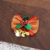 Decorações de Natal Laço Xadrez Borgonha Sino Flores Enfeites para Árvore de Natal Acessórios para Embalagem de Presente de Feriado