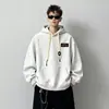Moletom com capuz masculino, estilo outono e inverno, corte solto, blusa casual da moda, forrado com fleece e espesso, jaqueta de inverno para adolescentes
