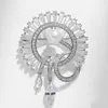 Broche de Girasol Nuevo Transfronterizo para Mujer, Lujo de Gama Alta, Lleno de Diamantes y Perlas, Broche Metálico Brillante