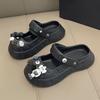 2023 Novo Non-slip Height-increasing Mary Jane DIY Hole Shoes Sandálias e chinelos Summer Women's Summer Outer Wear