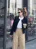 Jaqueta estilo Chanel feminina com ombros retos, nova coleção de outono 2026, conjunto de outono precoce estilo coreano, top curto