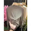 Top base de manga larga estilo europeo, color blanco carbón, cuello alto medio, para mujer, nuevo para otoño e invierno, corte ajustado, adelgazante, moderno