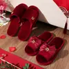 Chinelos para um Casal de Recém-Casados, Borgonha Festivo Dote da Noiva, Luxo Leve e Sapatos de Casamento de Alta Qualidade