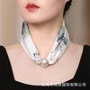 Collar con Hebilla Magnética Estilo Chino Bufanda Larga de Seda Delgada Primavera Otoño Verano Uso Diario Bufanda Decorativa Protector de Cuello Bufanda para Cuello para Mujeres