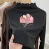 Ropa interior térmica para niñas Otoño Invierno Nueva Elegante Cuello Semi-Alto Forro Polar Ropa interior para niños Niña Pequeña Camiseta de Manga Larga con Volantes
