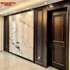 Painel de Parede para Fundo de TV de Madeira Maciça Nogueira Preta Chinoiserie Personalizado Novo Guangzhou Painel de Parede Pintado para Quarto com Fio de Metal Esculpido