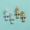 Colgante de Cruz de Plata de Ley S925 Chapado en Diamante Zircón Colgante para Collar de Cristal Perla DIY Accesorios de Colgante Individual