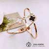 Pulseira de Ouro Rosa 18K Estilo Japonês e Coreano Cor Aço Titânio Ouro Preto e Branco Pulseira Simples de Abertura Joia Pulseira Trevo de Quatro Folhas