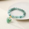Nueva Pulsera de Amor de Ágata de Cristal Rosa Amatista Piedra Semipreciosa Corazón de Durazno Colgante Pulsera Joyería para Mujer Transfronteriza