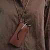 Bolsa de Óculos Estilo Francês Colar para Mulheres, Cordão de Couro Estojo para Óculos de Sol, Pingente de Bolsa de Óculos para Pendurar no Pescoço em Couro Corrente para Suéter
