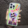 Funda para iPhone 15 Pro Max con calavera colorida y divertida de Halloween, luminosa, 13/16x