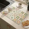 Alfombrilla de drenaje para cocina vintage, alfombrilla para secar vajilla y control de agua, alfombrilla antideslizante para encimera, aislante térmico de tierra de diatomeas, posavasos absorbente