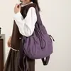 Mochila de Moda de Gran Capacidad, Bolso de Hombro con Cordón para Ocio al Aire Libre y Viajes Cortos, Mochila Simple Versátil para Mujer