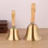 Campana de mano de latón con mango de madera, sonido claro y agradable, adecuada para decoración de oficina y hogar, regalo, instrumento musical, campanilla