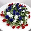 Guirnalda de Rosas Roja, Blanca y Azul del Día de la Independencia Transfronteriza Colgante de Decoración para el Hogar Pantalla de Mesa para Bodas Planta Simulada Rosas