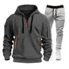 Traje de Sudadera Deportiva Otoño e Invierno Transfronterizo 2024 para Hombre con Cremallera Sudaderas Ropa Deportiva Traje Suéter Suéter Conjunto de Dos Piezas