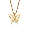 Collar Colgante de Mariposa de Acero Inoxidable Estilo Oscuro Personalizado Tendencia Nicho Joyería de Acero de Titanio