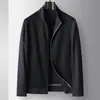 Jaqueta Casual Masculina 2026 Primavera/Verão Gola Alta Versão com Zíper Luxo Jovem Estilo Old Money Casaco Casual de Linho