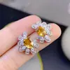 Venta al por mayor de fábrica Populares Pendientes de Citrino Natural Plata S925 Incrustado Piedra Principal 6X8 Venta Caliente Europeo y Americano Dropshipping
