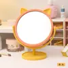 Espejo de Maquillaje de Orejas de Gato de Plástico Espejo de Tocador de Escritorio de una Cara Espejo de Belleza de Escritorio de Dormitorio Espejo de Princesa Giratorio de Alta Definición