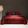Juego de ropa de cama jacquard de cuatro piezas teñido en hilo de algodón de fibra larga estilo vintage 100S, juego de ropa de cama de modelo de lujo ligero de alta gama