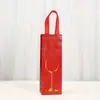 Bolsa de Regalo de Tela No Tejida para Vino Tinto Transfronteriza Bolso de Mano para Vino con Impresión de Copas de Vino Impermeable Laminado Bolsa para Vino Venta al por Mayor en Stock