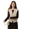 Nuevo Estilo Otoño/Invierno Chaleco Cardigan de Punto 100% Cachemira Pura para Mujer Cuello en V Ropa Exterior Prendas de Punto Versátiles Chaleco sin Mangas con Botones