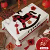Mantel Rojo de Año Nuevo Estilo Chino Decoración Festiva Mesa de Banquete Mesa de Café Mantel Mantel Impermeable Auspicioso