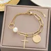 Centenas de Pulseiras Meichen Europeias e Americanas Ouro 18K Não Desbota Aço Titânio Femininas Simples e Versáteis Ins Personalizadas Moda Joias de Mão