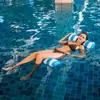 Balsa flotante inflable transfronteriza modelo nuevo hamaca para piscina balsa flotante plegable a rayas cama flotante inflable con red sillón flotante