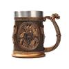 Caneca de cerveja vintage medieval transfronteiriça resina aço inoxidável caneca de café criativa caneca Viking ornamentos de bar