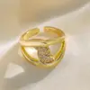 Anillo Exquisito Super Brillante de Circonita para Niñas, Lujo Accesible y Anillo de Apertura Ajustable de Gama Alta, Baño de Oro Real Simple