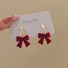 Pendientes de Lazo de Terciopelo Rojo para Año Nuevo y Navidad para Mujer, Pendientes de Alta Gama y Festivos Adecuados para el Año Nuevo