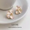 Aretes de Flor con Gradiente de Esmalte en Plata Esterlina con Circonita Microincrustada, Frescos y Dulces, Aretes de Lujo Ligero para Mujer
