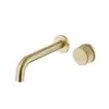 Grifo de lavabo empotrado de latón para pared, diseño empotrado en la pared, agua fría y caliente, acabado plateado cepillado, estilo minimalista