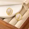 Pendientes de Acero Inoxidable con Goteo de Aceite Estilo Nuevo Grano de Arroz Transfronterizos para Mujer, Pendientes y Joyería Exquisitos de Alta Gama en Oro de 18K que No Se Desvanecen