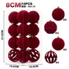 Conjunto de Bolas de Natal Aveludadas 8cm/16pcs Enfeites para Árvore de Natal Decorações para Festas e Casamentos