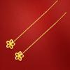 Pendientes de flor de latón chapados en oro, sencillos, largos y pequeños, con diseño de arena vietnamita, joyería atmosférica de moda para mujer.