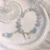 Pulsera de Piedra Ojo de Gato Mariposa para Mujeres, Diseño de Nicho Ins, Pulsera de Piedra Lunar Gris Aguamarina, Regalo para Novia