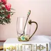 Tazas de Esmalte al por Mayor del Fabricante, Nuevo Estilo para Mujeres, Tazas de Té con Flores de Alto Valor para el Hogar, Vasos de Agua Exquisitos de Oficina de Gama Alta