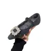 Sapatos Mary Jane de lã com salto grosso e fivela quadrada de strass estilo francês para pessoas baixinhas, versáteis e elegantes com design de fivela rasa