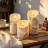 Luces de Velas Electrónicas Impresas en Azul y Blanco Más Vendidas Transfronterizas Luces LED de Plástico Falsas Velas Simuladas Luces Decorativas de Navidad