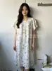 Vestido de Algodón y Seda para Mujer, Verano Manga Corta, Moderno y Elegante, Dobladillo Ancho Camisón, Estilo Mamá Joven, Modelo 2025