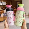 Copo Térmico Infantil de Alto Valor Estético para Meninos, Copo Específico de Verão para Escola para Meninas, Presente Portátil com Canudo